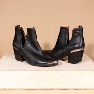 Jeffrey Campbell Cromwell Black Leather Western Ankle Boot 9